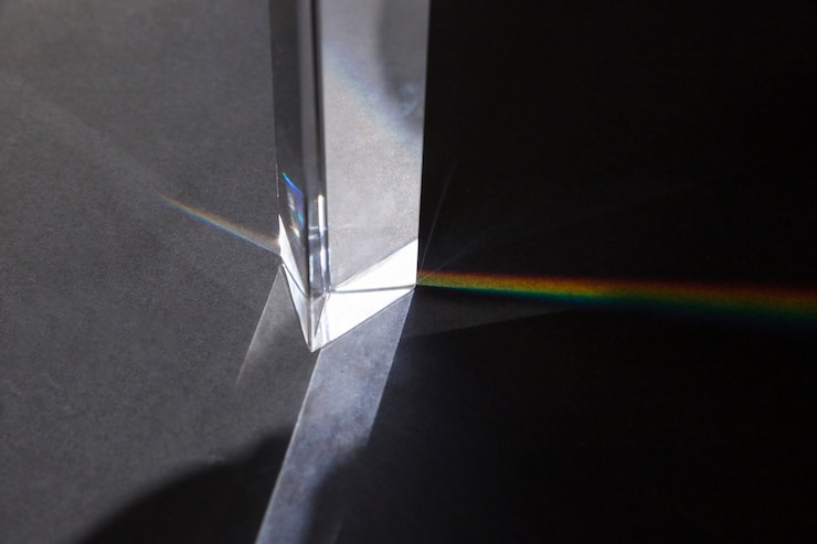 Free Photo transparent prism with rainbow