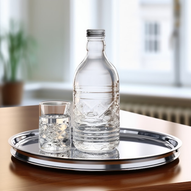 Free photo transparent water bottle indoors