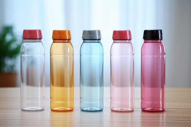 Transparent water bottle indoors