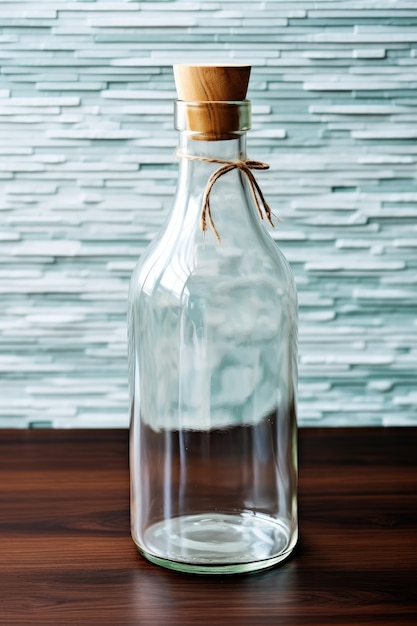 Transparent water bottle outdoors