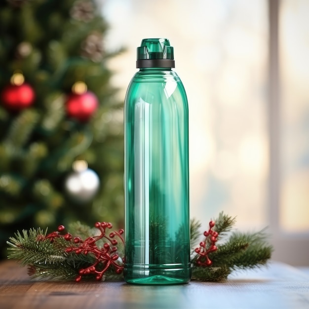 Transparent water bottle outdoors