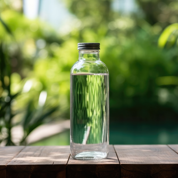 Free photo transparent water bottle outdoors