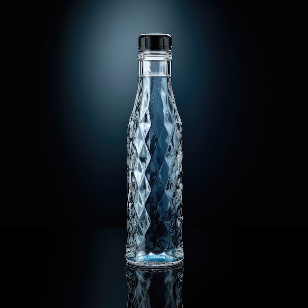 Bottiglia d'acqua trasparente in studio