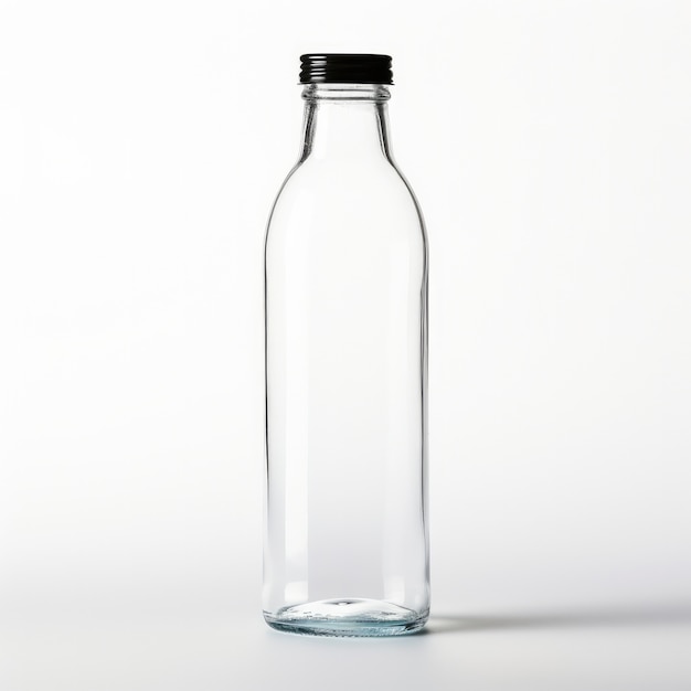 Transparent water bottle in studio