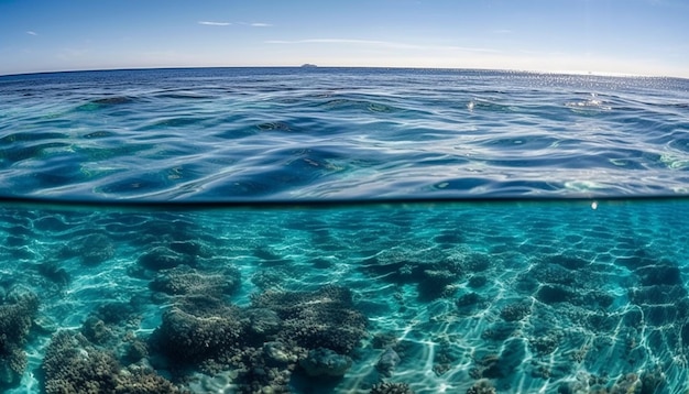 Free photo transparent water reveals beauty in nature below generated by ai