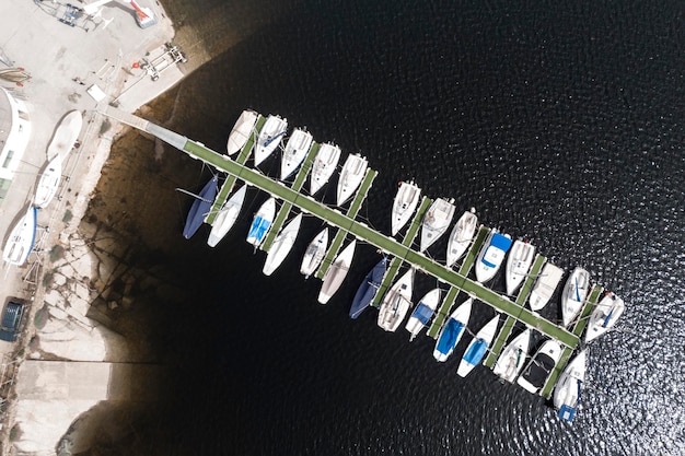 Transport concept with boats in harbor