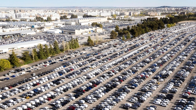 Foto gratuita concetto di trasporto con vista aerea di automobili