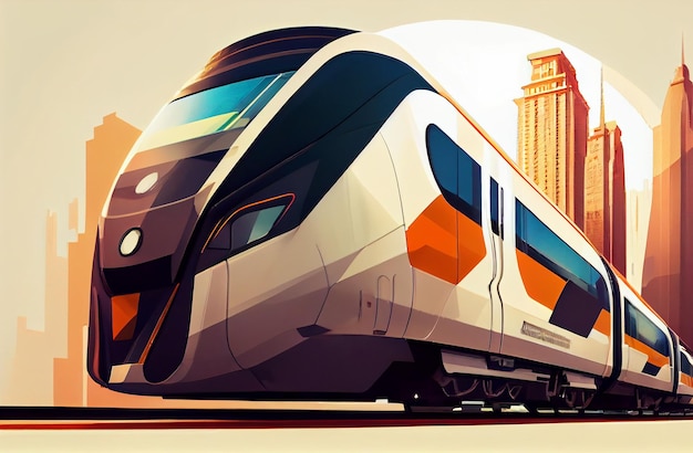 Foto gratuita trasporto in città treno in corsa su binario ferroviario ai generativo