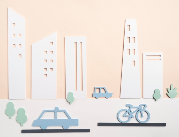 Free Photo transportation concept with car and bicycle