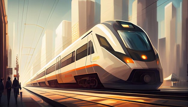 Transportation speed on a blurred railroad track generative AI