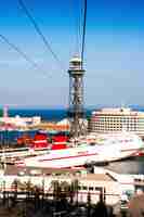 Free photo trasbordador aeri over port vell