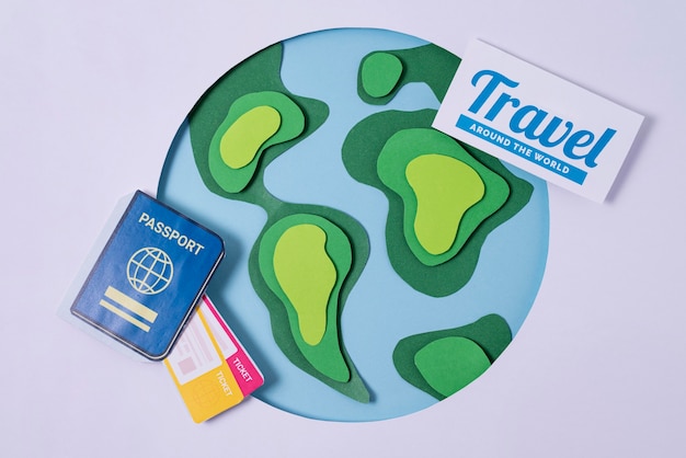 Travel again concept in paper style arrangement