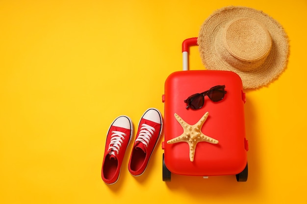 무료 사진 가방으로 여행 및 휴가 휴가 구성