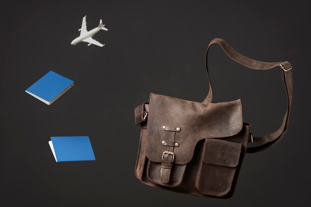 Travel concept with bag and passport