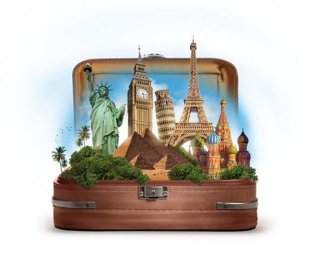 Travel concept with landmarks