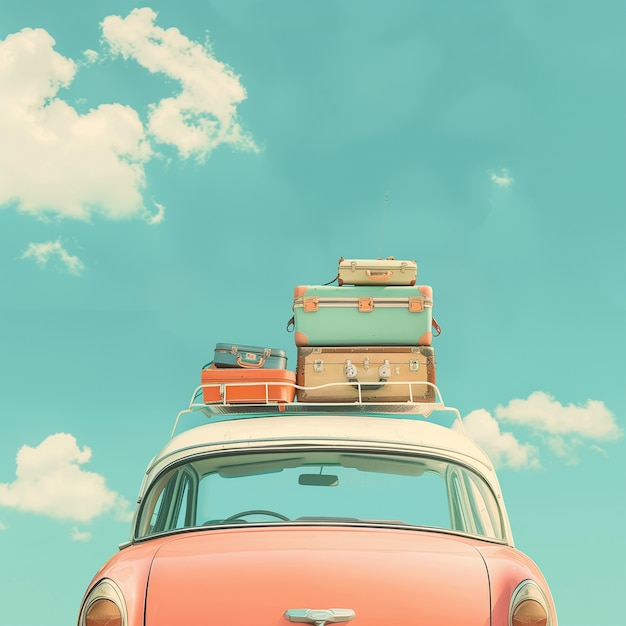 Travel scene with pastel colors and dreamy atmosphere