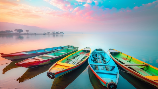 Foto gratuita scena di viaggio con colori pastelli e un'atmosfera da sogno