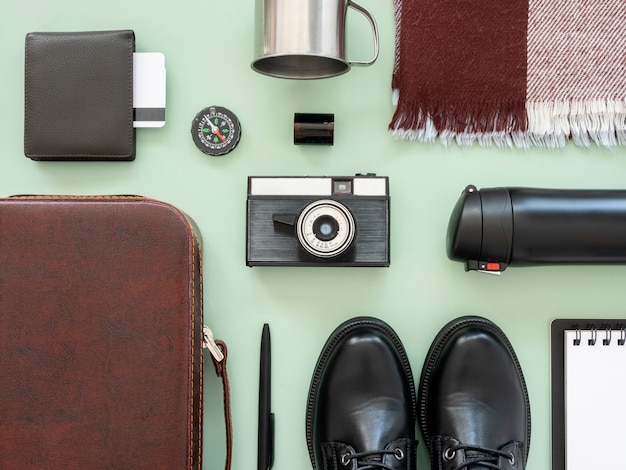 Free photo travel still life pack  flat lay