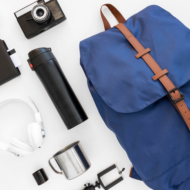 Travel still life pack  flat lay