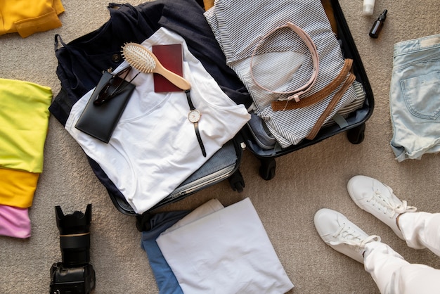 旅行用スーツケースと準備梱包