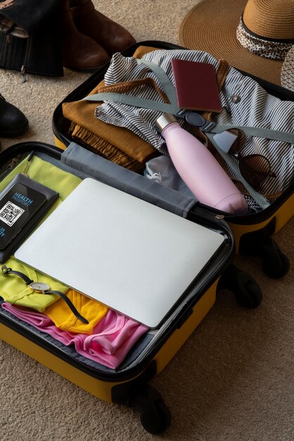 Travel suitcase and preparations packing