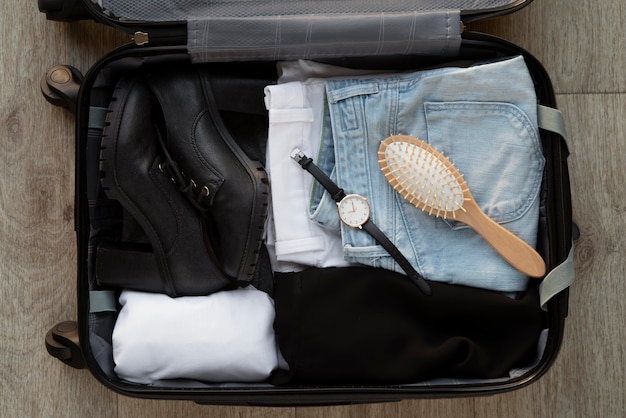 Travel suitcase and preparations packing