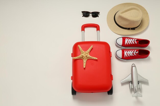 Travel and vacation holidays composition with suitcase