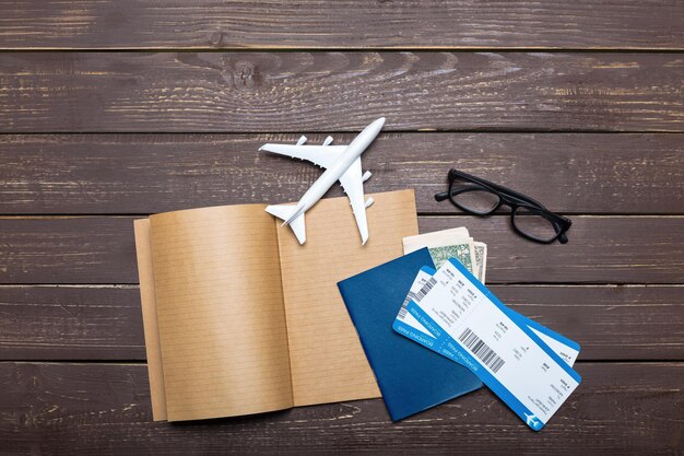 Traveler objects on wooden table