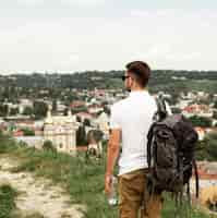 Free photo traveler on top of the city