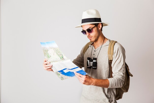 Traveler with map