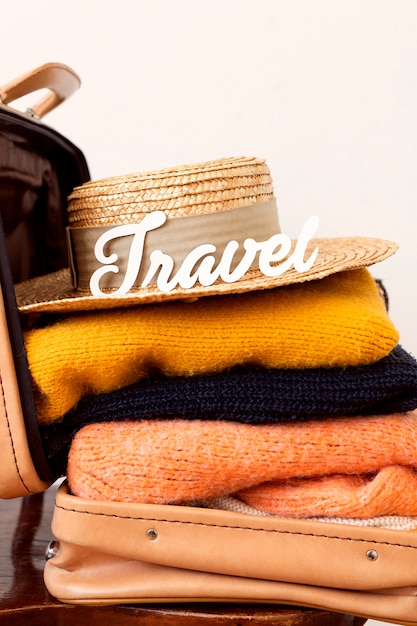 Traveling clothes with travel text