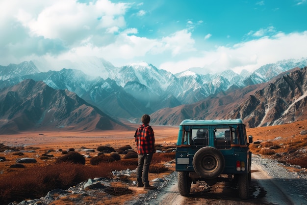 Foto gratuita viaggiare con un'auto fuoristrada