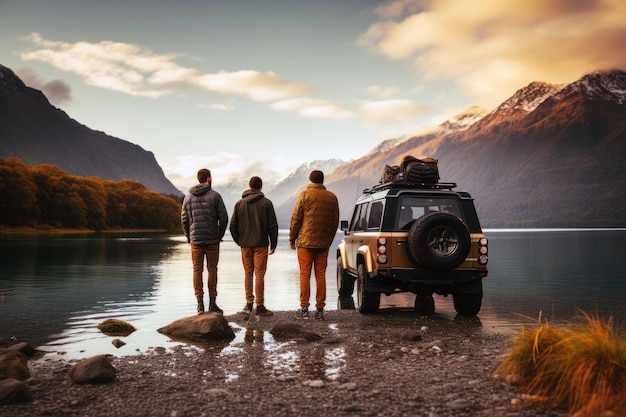 Foto gratuita viaggiare con un'auto fuoristrada