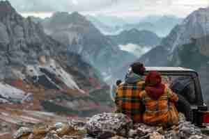 Foto gratuita viaggiare con un'auto fuoristrada