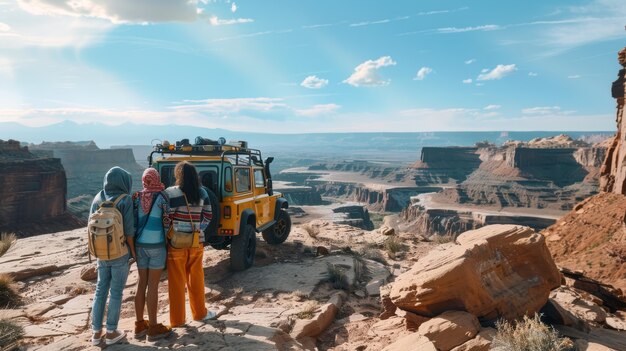 Foto gratuita viaggiare con un'auto fuoristrada