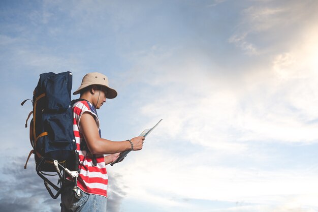 Traveller standing in front of sky view