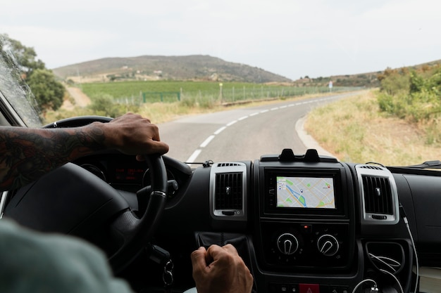 Travelling by car in the country side