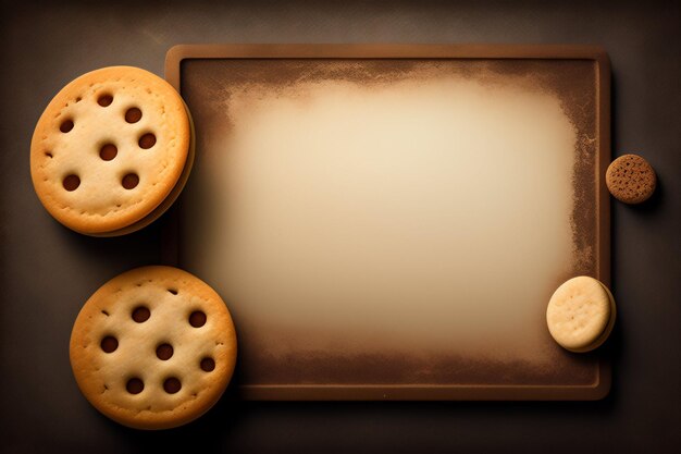 Поднос с печеньем с пустой табличкой, на которой написано "печенье".