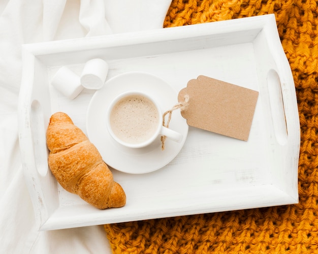 Tray with breakfast in bed