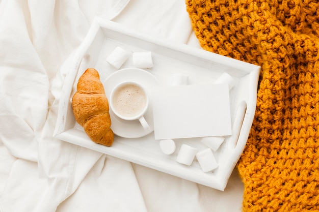 Tray with breakfast