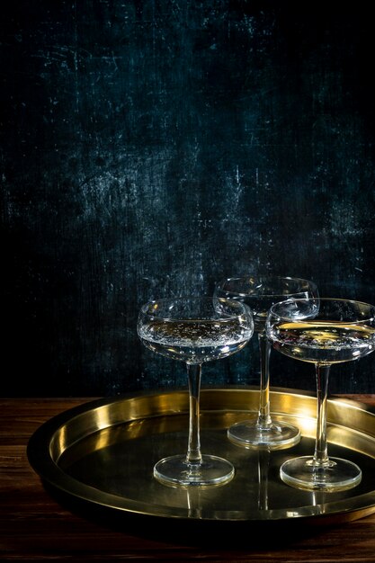 Tray with champagne glasses