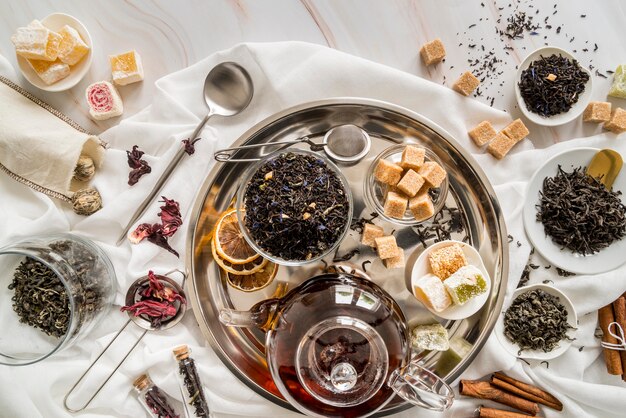 Tray with natural herbs