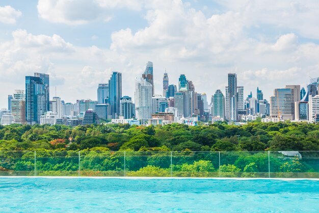 Trees and skyscrapers in the distance