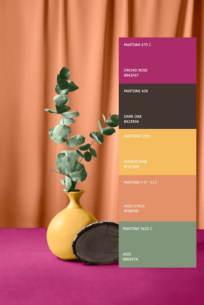 Trendy color swatches with different elements