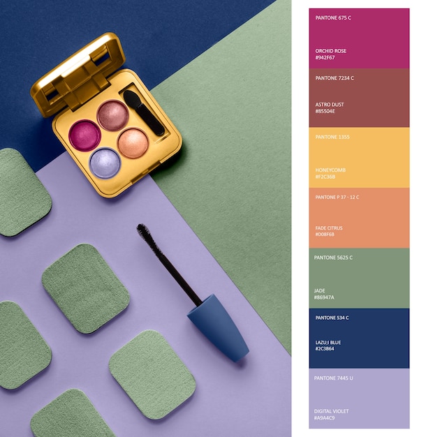 Trendy color swatches with different elements