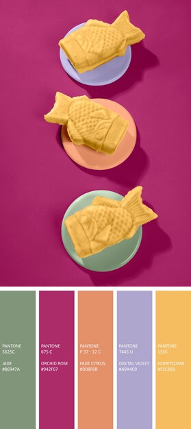 Trendy color swatches with different elements