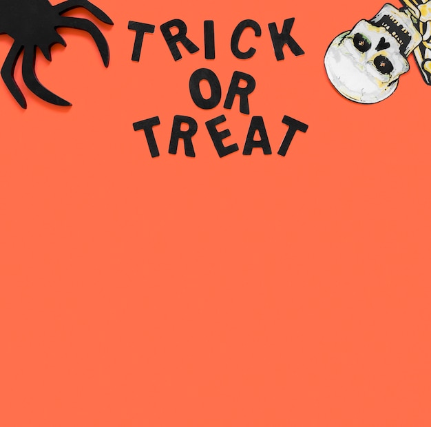 Free photo trick or treat for halloween with copy space