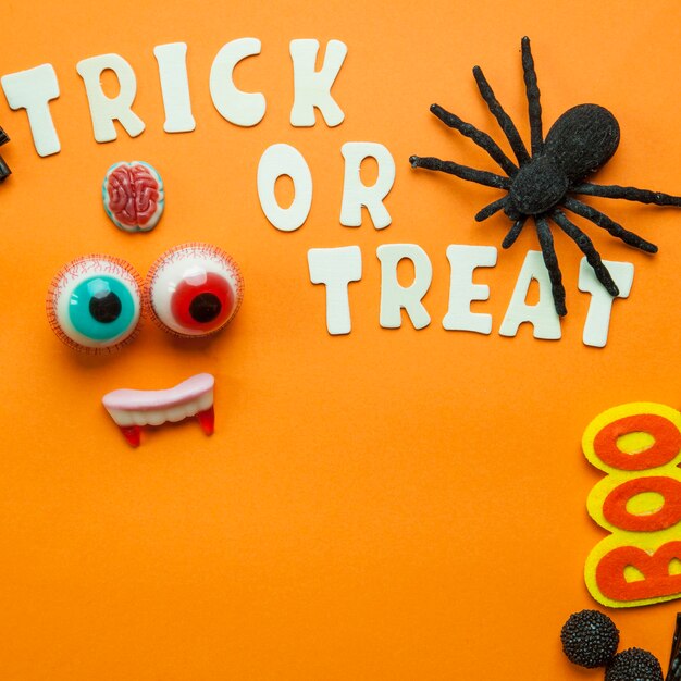 Trick or treat writing with spider