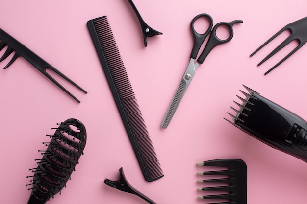 Trimmers and scissors flat lay