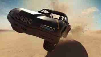 Free photo trophy truck in desert render 3d illustration